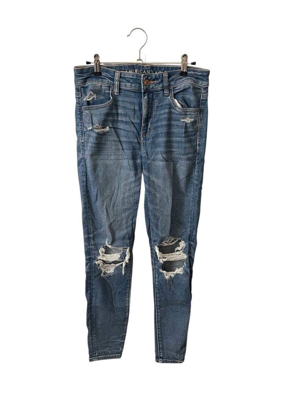 American Eagle Womens 4 Regular HiRise Jegging Distressed Dark Blue Stretch